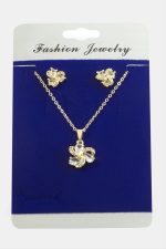 Çiçek Damla Zirkon Taşlı Set Kolye-Gümüş Rengi - Görsel 2