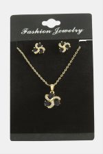 Çiçek Damla Zirkon Taşlı Set Kolye-Siyah - Görsel 2