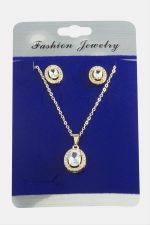 Oval Zirkon Taşlı Set Kolye-Gümüş Rengi - Görsel 2