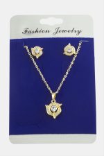 Çiçek Zirkon Taşlı Set Kolye-Gümüş Rengi - Görsel 2