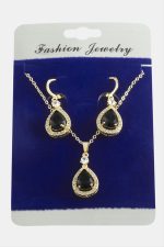 Damla Zirkon Taşlı Set Kolye-Siyah - Görsel 2