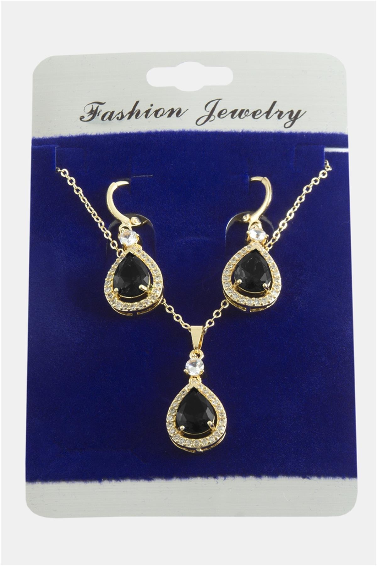 1206012_damla-zirkon-tasli-set-kolye-33-469.jpg Damla Zirkon Taşlı Set Kolye-Siyah - Görsel 2