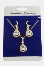 Damla Zirkon Taşlı Set Kolye-Gümüş Rengi - Görsel 2