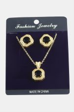 Kare Zirkon Taşlı Set Kolye-Siyah - Görsel 2