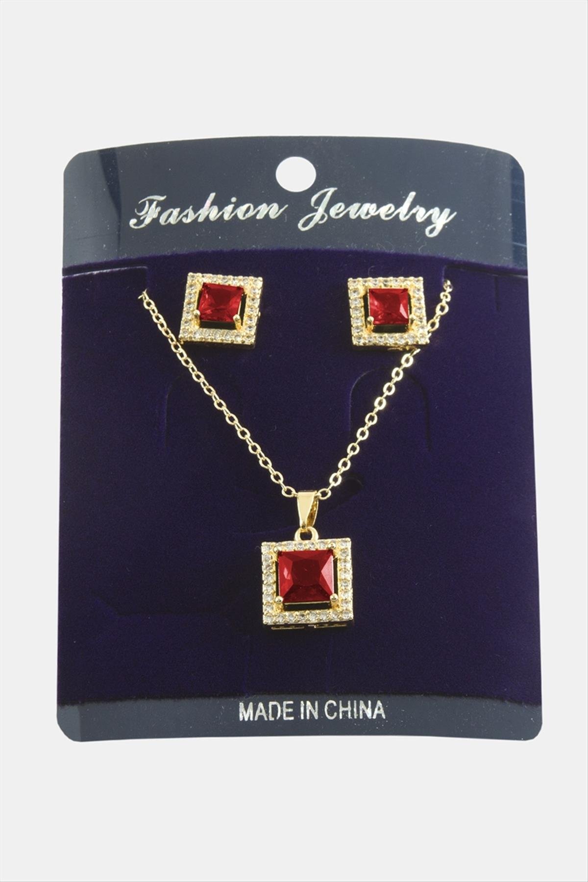 1206027_kare-zirkon-tasli-set-kolye-4bc140.jpg Kare Zirkon Taşlı Set Kolye-Kırmızı - Görsel 2