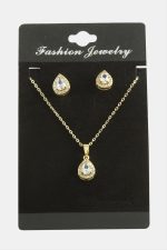 Damla Zirkon Taşlı Set Kolye-Gümüş Rengi - Görsel 2