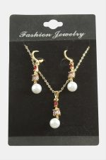 Çiçek İnci Zirkon Taşlı Set Kolye-Renkli - Görsel 2