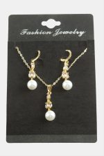 Çiçek İnci Zirkon Taşlı Set Kolye-Gümüş Rengi - Görsel 2