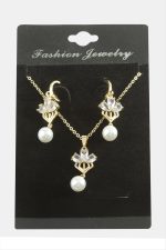 Çiçek İnci Zirkon Taşlı Set Kolye-Gümüş Rengi - Görsel 2