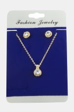 Yuvarlak Zirkon Taşlı Set Kolye-Gümüş Rengi - Görsel 2