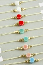 Yuvarlak Cam İp Bileklik-Renkli