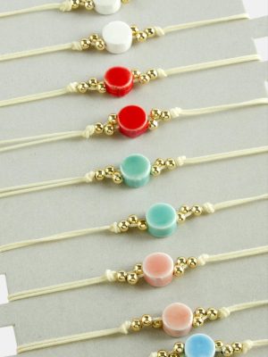 Yuvarlak Cam İp Bileklik-Renkli