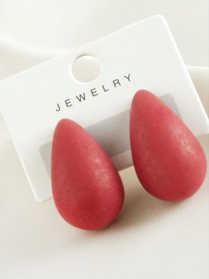 Damla Plastik Küpe-Kırmızı