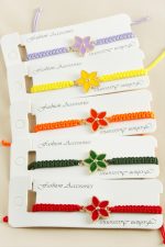 Çiçek Makrome Örgülü Bileklik-Renkli - Görsel 2