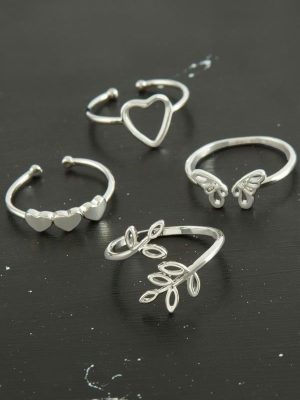 Karışık Lüx Çelik Eklem Yüzük 1 Adet-Gümüş Rengi