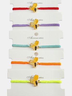 Arı Makrome Örgülü Bileklik-Renkli