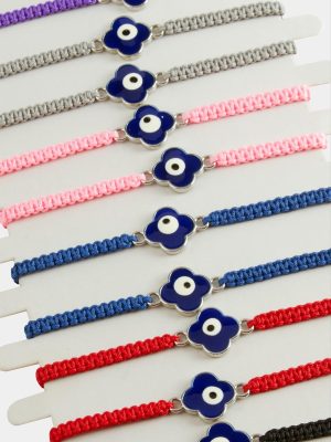 Çiçek Nazar Makrome Örgülü Bileklik-Renkli