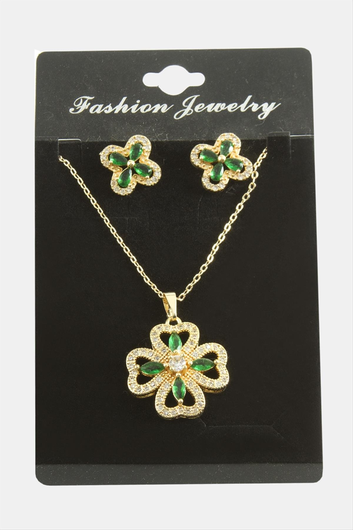 1206094_cicek-zirkon-tasli-set-kolye-2d9dca.jpg Çiçek Zirkon Taşlı Set Kolye-Yeşil - Görsel 2
