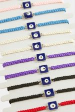 Kare Nazar Makrome Örgülü Bileklik-Renkli