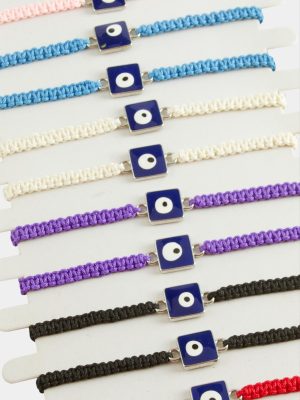 Kare Nazar Makrome Örgülü Bileklik-Renkli