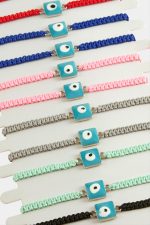 Kare Nazar Makrome Örgülü Bileklik-Renkli