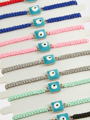 Kare Nazar Makrome Örgülü Bileklik-Renkli