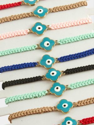 Çiçek Nazar Makrome Örgülü Bileklik-Renkli