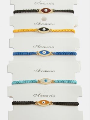 Nazar Makrome Örgülü Bileklik-Renkli