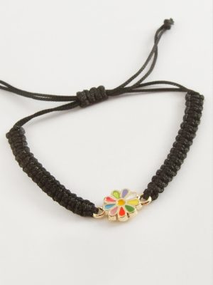 Papatya Makrome Örgülü Bileklik-Renkli