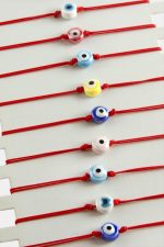 Nazar Cam İp Bileklik-Kırmızı