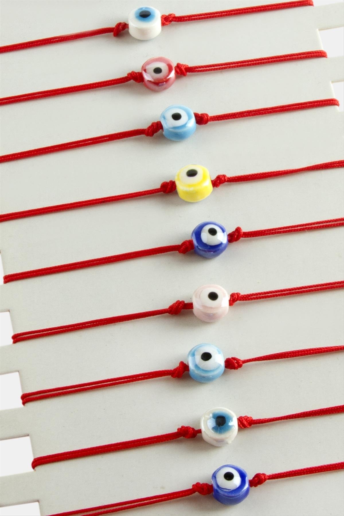 1206104_nazar-cam-ip-bileklik-b05a-4.jpg Nazar Cam İp Bileklik-Kırmızı - Görsel 1