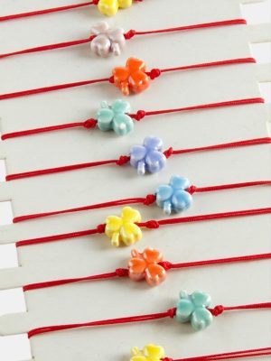 Yonca Cam İp Bileklik-Renkli