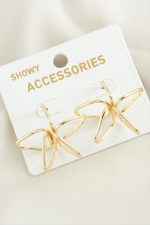 Çiçek Oval Metal Küpe-Gümüş Rengi