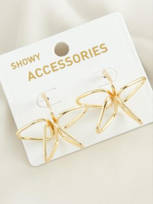 Çiçek Oval Metal Küpe-Gümüş Rengi