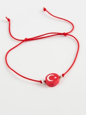 Ay Yıldız İp Bileklik-Kırmızı