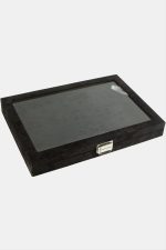 Cam Kapaklı Anfora Kumaş Batırmalı Yüzük Standı 24X34 cm-Siyah - Görsel 3