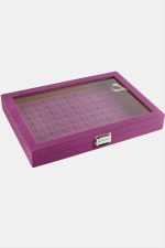 Cam Kapaklı Anfora Kumaş Tırnaklı Yüzük Standı 24X34 cm-Mor - Görsel 3