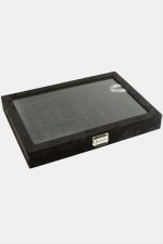 Cam Kapaklı Anfora Kumaş Tırnaklı Yüzük Standı 24X34 cm-Siyah - Görsel 3