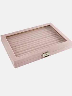 Cam Kapaklı Anfora Kumaş Kelepçe Yüzük Standı 24X34 cm-Yeşil