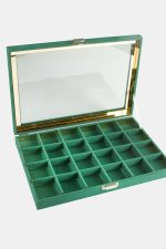 24 Bölmeli Cam Kapaklı Anfora Kumaş Sunum Tablosu 24X34 cm-Mor - Görsel 2