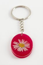 Papatya Oval Epoksi Anahtarlık-Pembe - Görsel 2