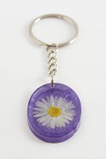 Papatya Oval Epoksi Anahtarlık-Mavi