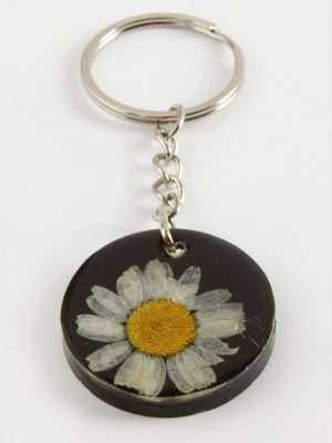 Papatya Epoksi Anahtarlık-Siyah