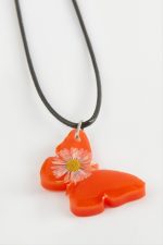 Kelebek Oval Epoksi Kolye-Turuncu - Görsel 2