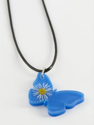 Kelebek Oval Epoksi Kolye-Sarı