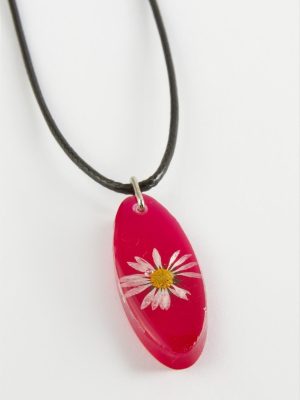 Papatya Oval Epoksi Kolye-Sarı