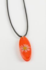 Papatya Oval Epoksi Kolye-Turuncu - Görsel 2