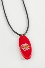 Papatya Oval Epoksi Kolye-Kırmızı - Görsel 2