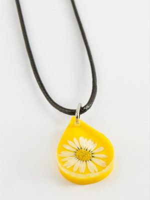 Papatya Oval Epoksi Kolye-Turuncu