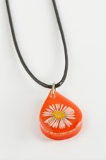 Papatya Oval Epoksi Kolye-Turuncu - Görsel 2